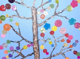 Button Tree, Linda McDonald (mixed media)